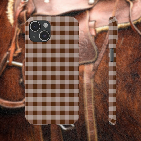 Saddle Brown Gingham iPhone Case