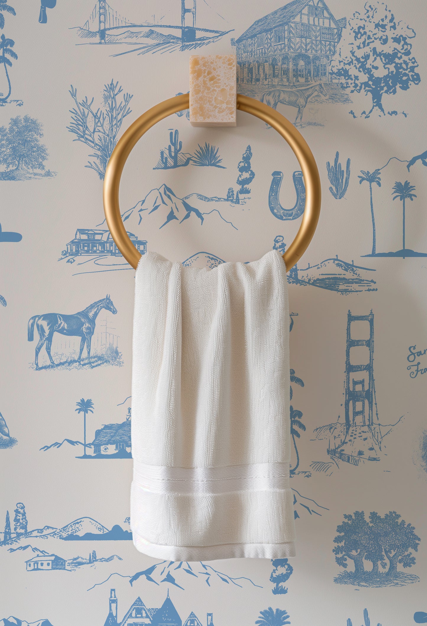 Coastal Cowboy Blue Toile Wallpaper